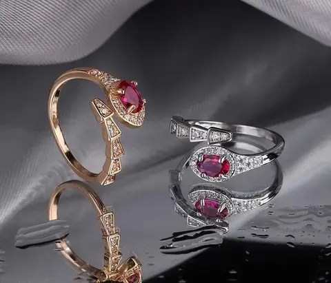 Ruby and Diamond Cocktail Rings Set