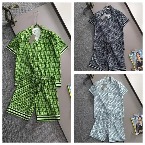 Dior Oblique Print Short Sleeve Pajama Sets