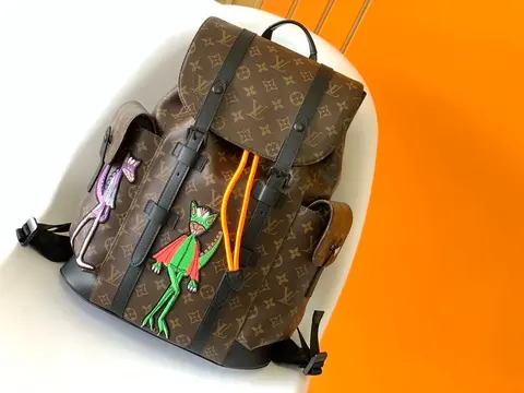 Louis Vuitton Monogram Backpack with Embroidered Cat Applique