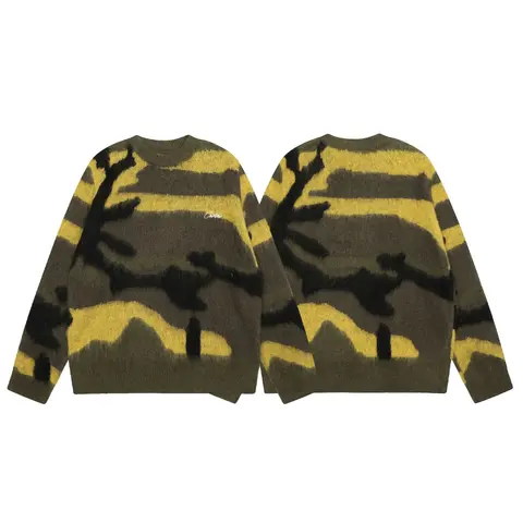 Camo Pattern Knit Sweater