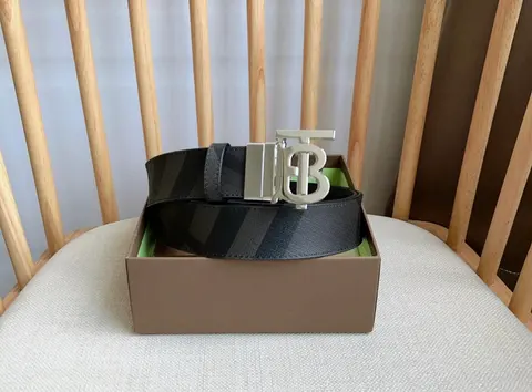 Burberry Check Belt with TB Buckle