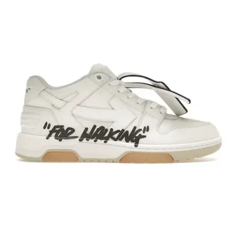 White Sneakers with 'FOR WALKING' Graffiti Text
