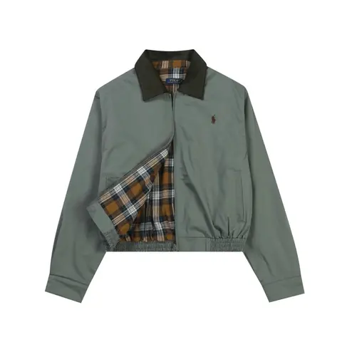 Polo Ralph Lauren Green Bomber Jacket with Plaid Lining