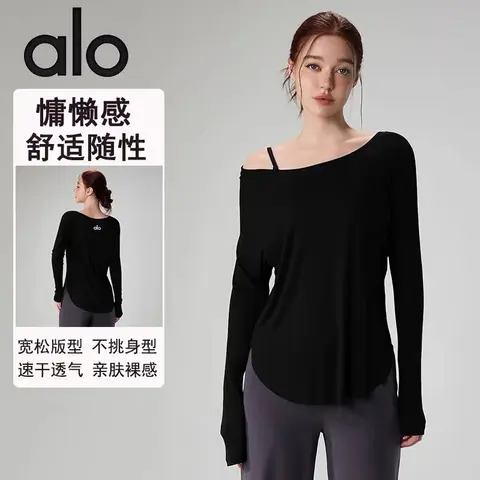 alo Asymmetric Off-Shoulder Long Sleeve Top