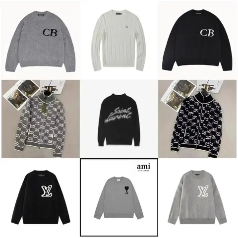 Luxury Knitwear Collection Featuring CB, Saint Laurent, Louis Vuitton, and Ami Sweaters