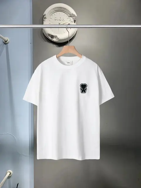 DIOR White T-Shirt with Black Logo Patch