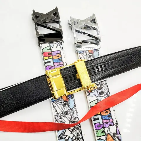 MOSCHINO Leather Belts with Logo Print and Metal Buckles