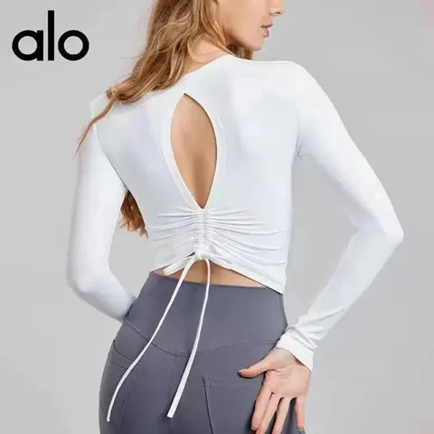 alo Long Sleeve Crop Top with Back Cutout