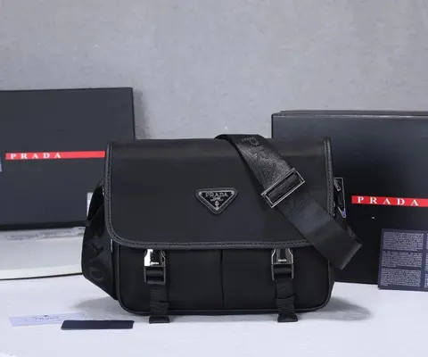 Prada Black Nylon Crossbody Bag with Triangular Logo