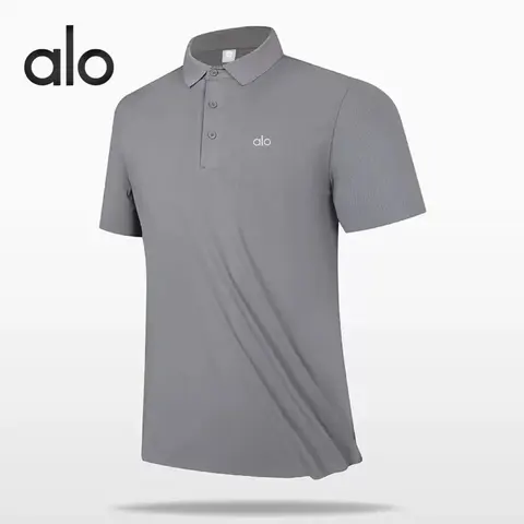 alo Grey Short Sleeve Polo Shirt