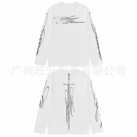 Chant Glamour Long Sleeve T-Shirt with Sword Print