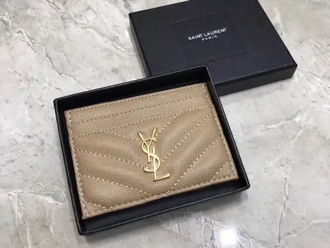 Saint Laurent Paris Monogram Quilted Card Holder