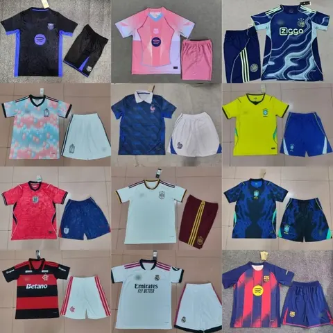 Football Jersey Collection Featuring Barcelona, Real Madrid, Ajax, Brazil, and More
