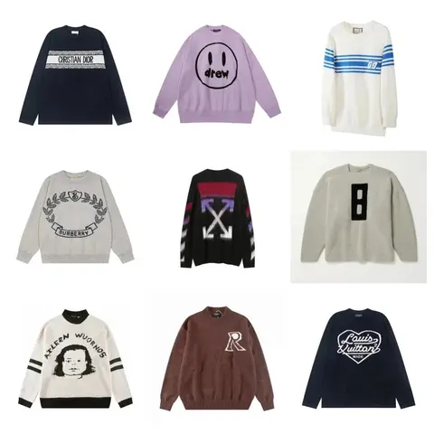 Luxury Brand Sweater Collection Featuring Dior, Burberry, Louis Vuitton, and Drew