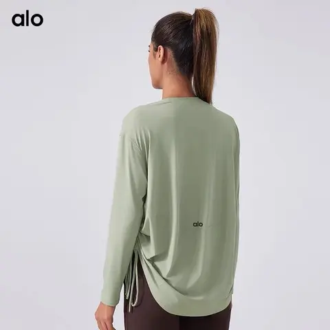 alo Long Sleeve Tie Back Top