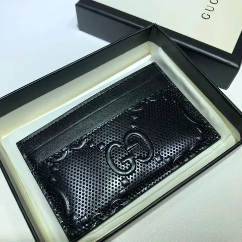 Gucci Black Perforated Leather Card Holder