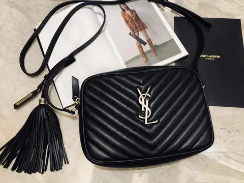 Saint Laurent Black Quilted Crossbody Bag with Tassel