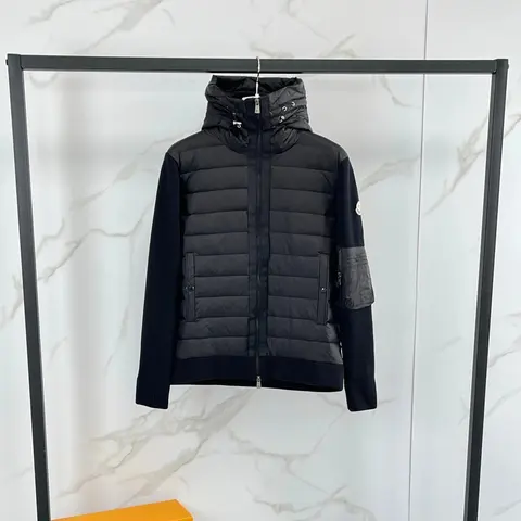 Moncler Black Quilted Down Jacket with Hood