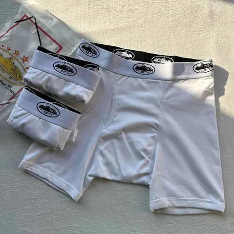White Boxer Briefs with Logo Waistband