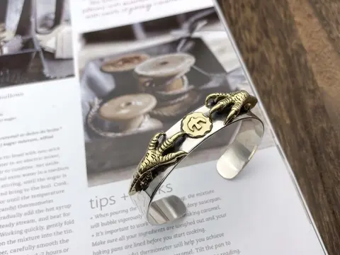 Dragon Claws Cuff Bracelet with Medallion