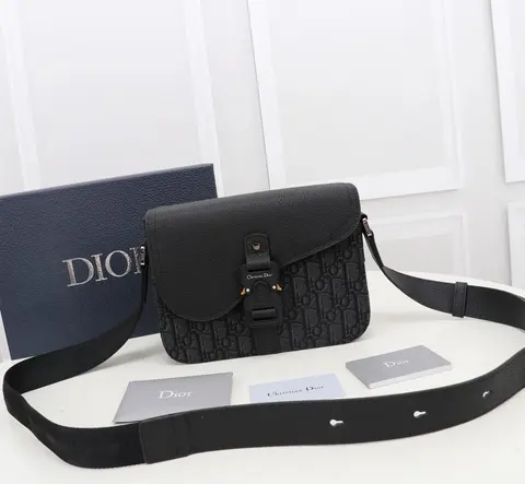 Christian Dior Black Oblique Print Crossbody Bag