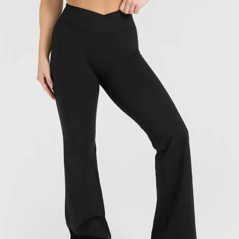 Black High-Waisted Flared Yoga Pants