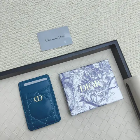 Dior Christian Dior Blue Quilted Card Holder