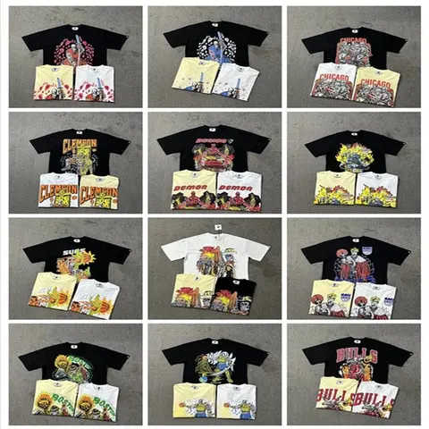 Streetwear T-Shirt Collection Featuring Various Graphic Designs and Themes