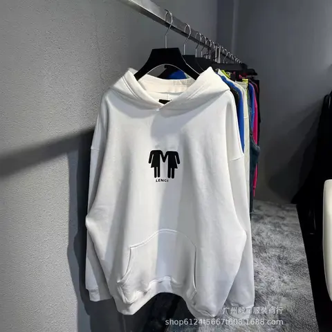 LENCI White Hooded Sweatshirt with Graphic Print