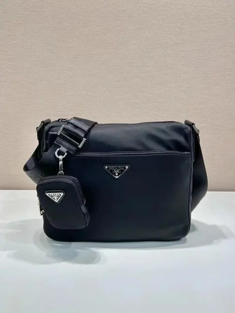 Prada Black Nylon Crossbody Bag with Triangular Logo