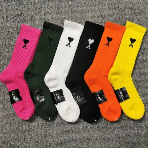 AMI Heart-Embossed Terry Cotton Socks - Unisex Long Crew Socks