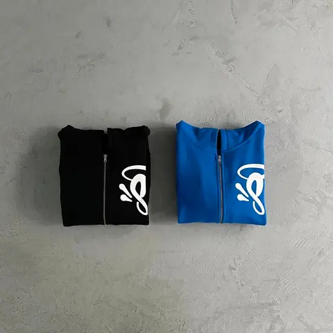 Zip-Up Hoodie with Abstract Logo Design