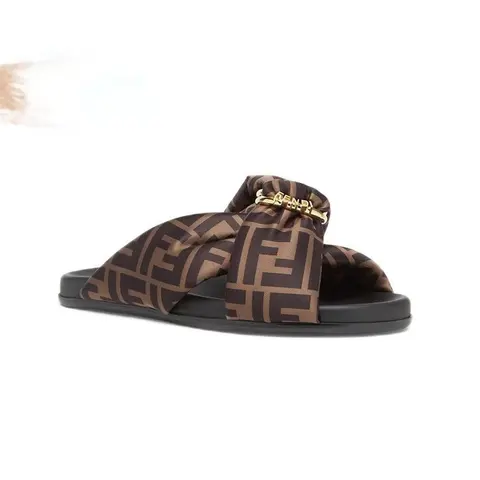 Fendi FF Logo Print Slide Sandals