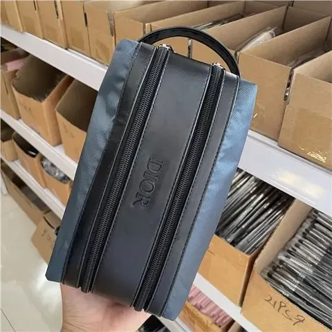 Dior Black Leather Cosmetic Bag