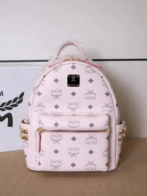 MCM Pink Monogram Backpack