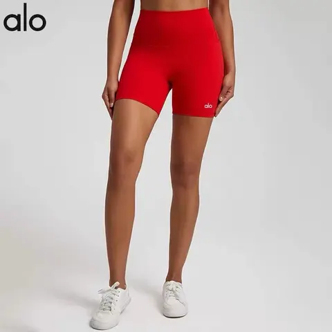 alo High-Waisted Red Biker Shorts