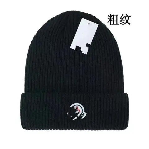 Black Knit Beanie with Logo Patch
