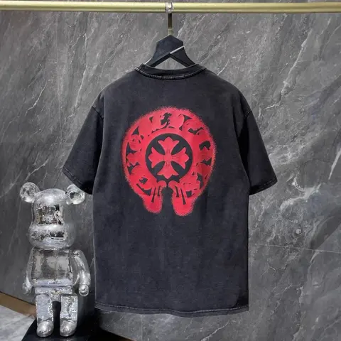 Black T-Shirt with Red Circular Graphic Design