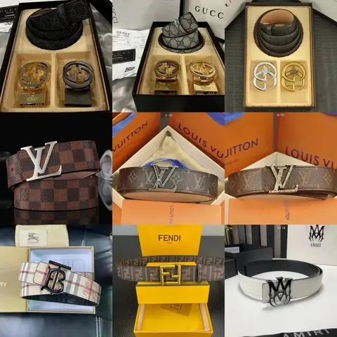 Luxury Designer Belt Collection Featuring Gucci, Louis Vuitton, Fendi, Burberry, and Amiri