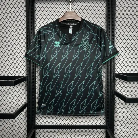 Gates United FC Black and Teal Lightning Pattern Jersey