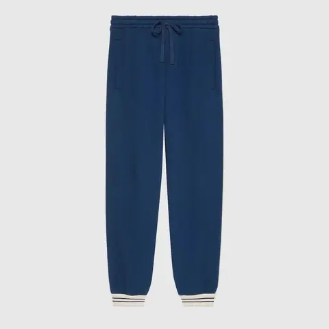 Navy Blue Jogger Sweatpants with Ribbed Cuffs