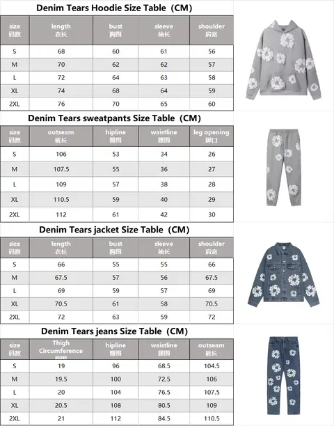 Denim Tears Floral Print Hoodie, Sweatpants, Jacket and Jeans Set