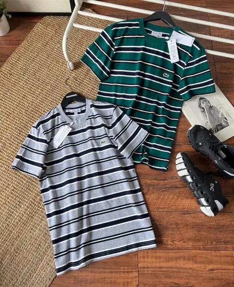 Lacoste Striped Short Sleeve T-Shirts