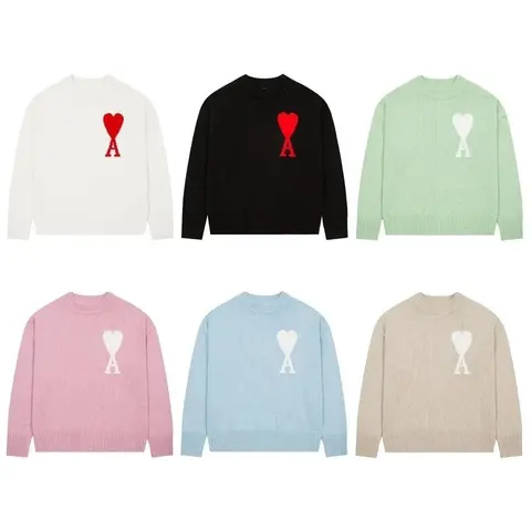 Ami Paris Heart Logo Knit Sweaters