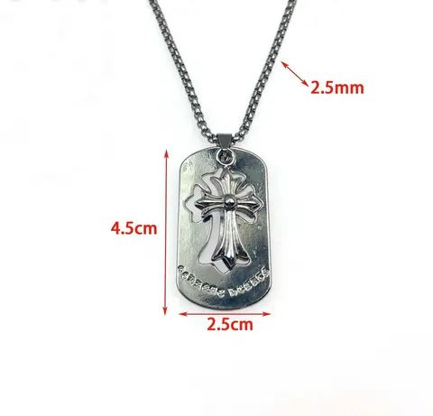 Stainless Steel Cross Dog Tag Necklace