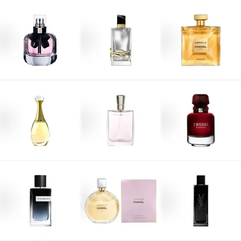 Luxury Perfume Collection Featuring Chanel, Yves Saint Laurent, Lancôme, and Givenchy
