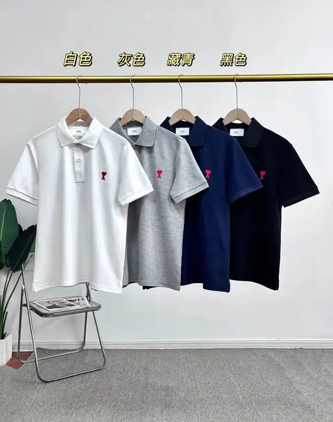 AMI Paris Embroidered Heart Polo Shirt Collection
