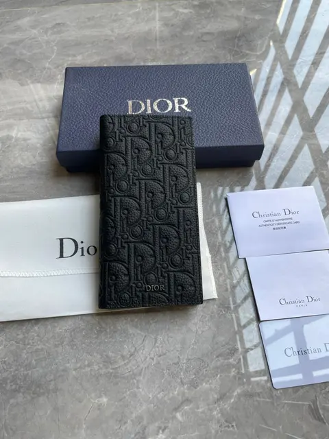 Dior Black Oblique Pattern Long Wallet