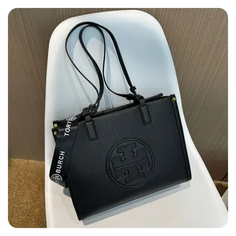 Tory Burch Black Leather Tote Bag