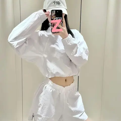 Summer UV Protection Set: Loose-Fit Stand-Collar Short Outerwear for Women, Breathable Lightweight Long-Sleeve